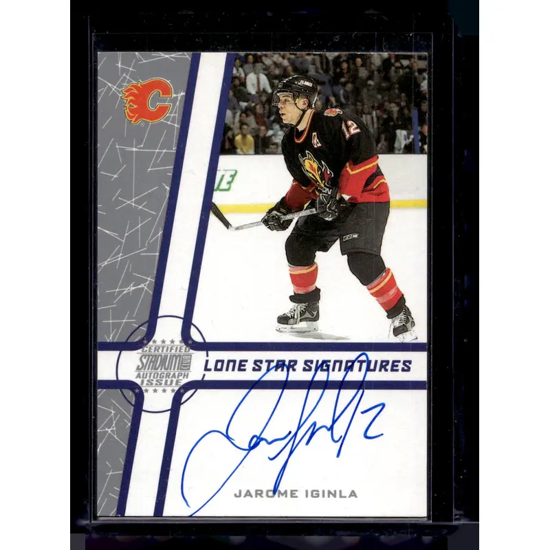 2002-03 Topps Stadium Club - Lone Star Signatures Blue - Jarome Iginla #LS-JI