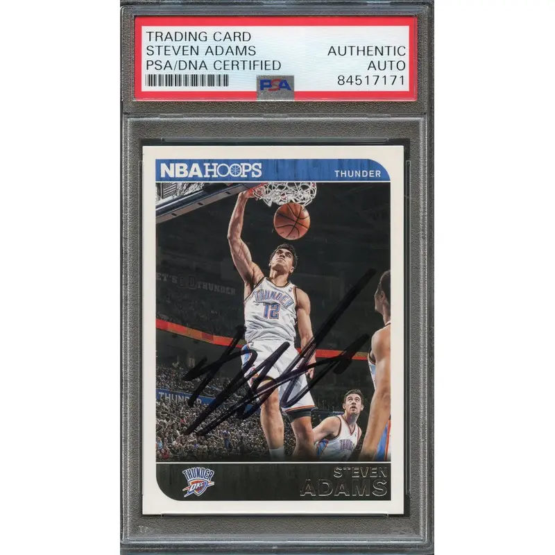 2014-15 NBA Hoops #222 Steven Adams Signed Card Auto PSA/DNA Slabbed Thunder
