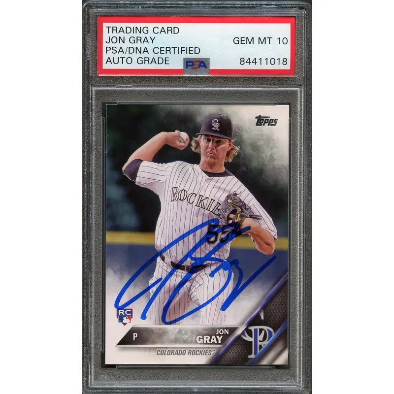 2016 Topps Series 1 #284 Jon Gray Signed Card PSA Slabbed Auto 10 RC Rockies
