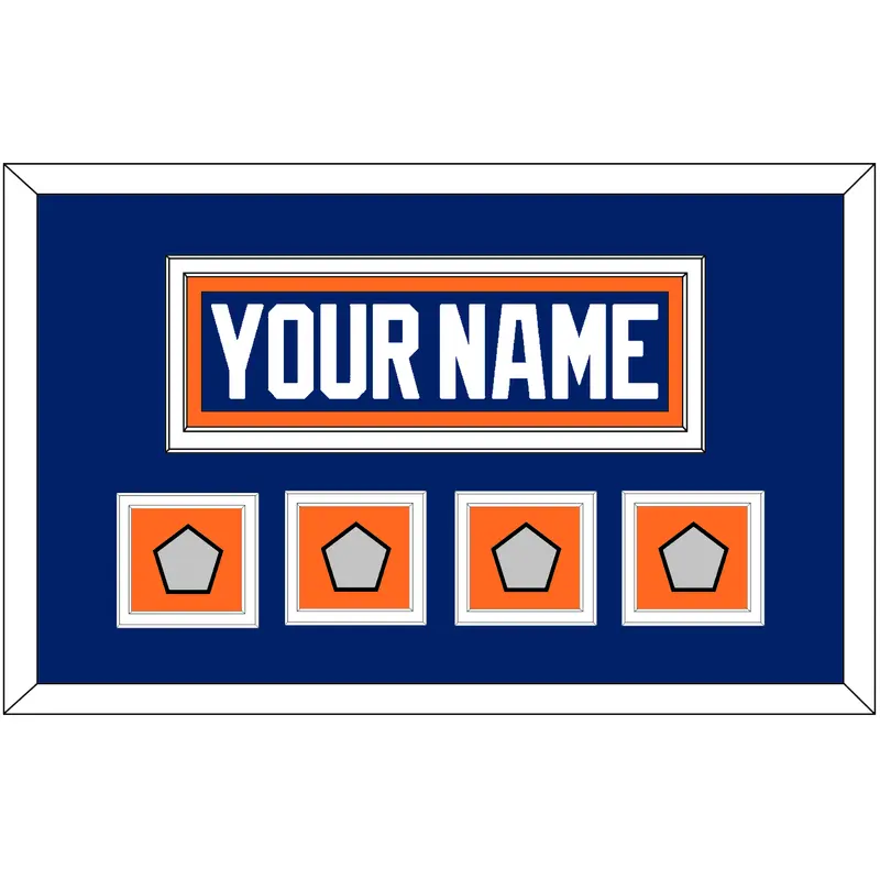 Edmonton Nameplate & 4 Stanley Cup Champions Patches - Road Blue (1981-1994) - Double Mat 2