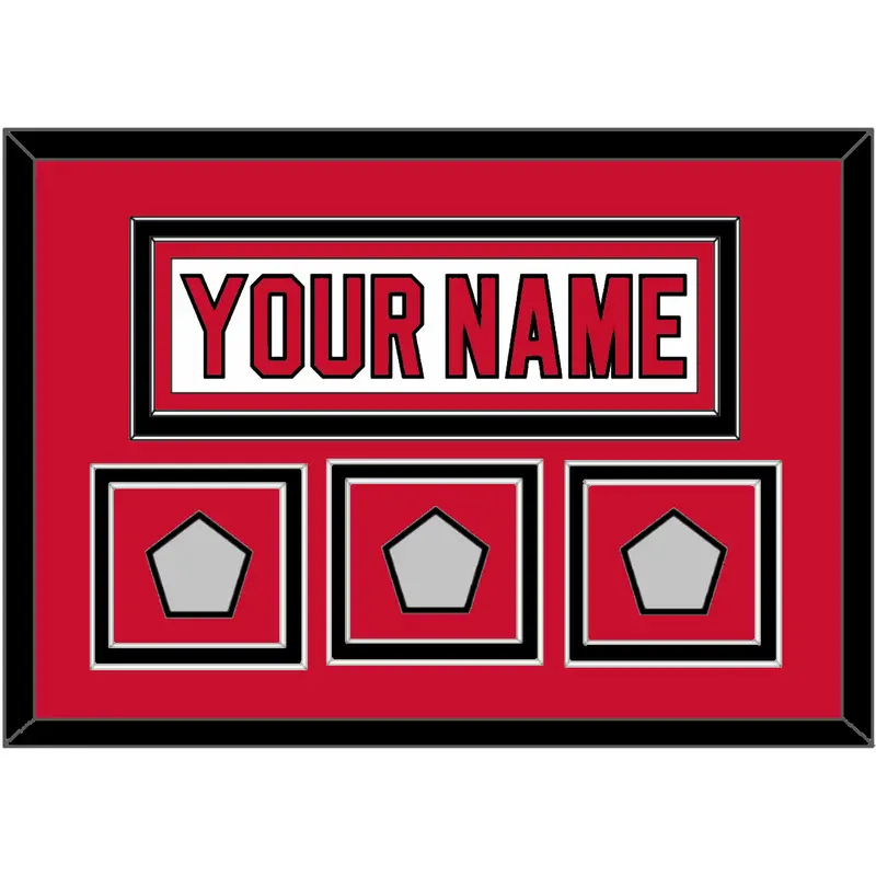 New Jersey Nameplate & 3 Stanley Cup Finals Patches - Home White (1992-2007) - Double Mat 2