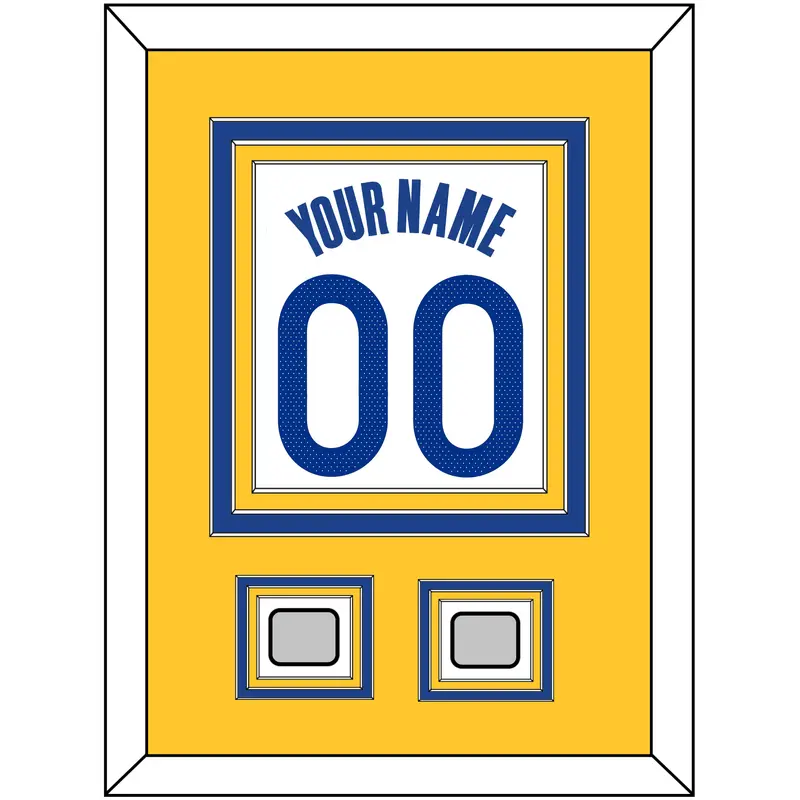 Golden State Name & Number With 2 Champions Patches - White Association - Triple Mat 3