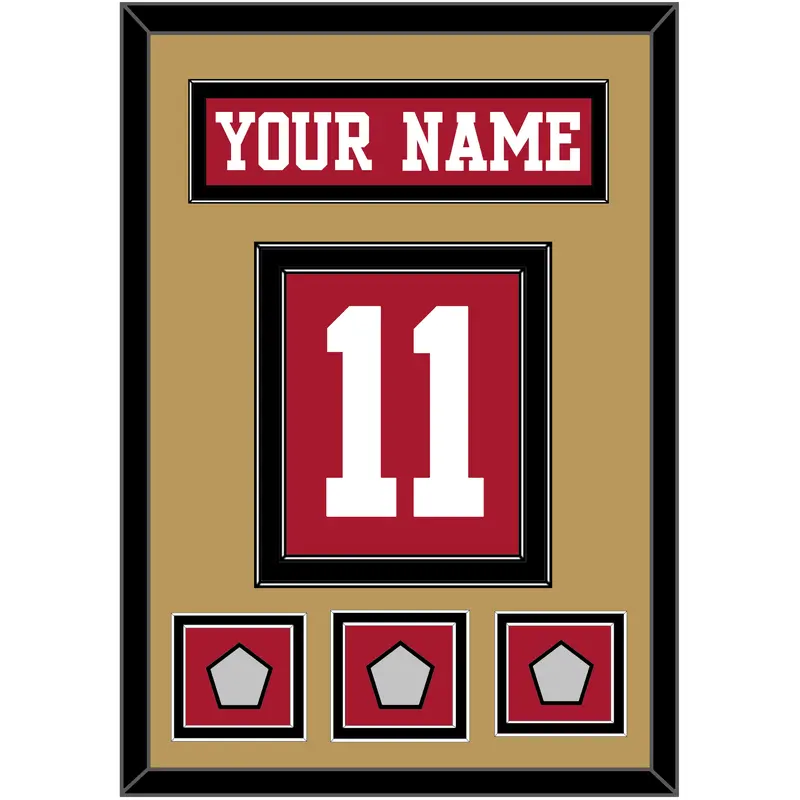 San Francisco Nameplate & Number (Back) With 3 Super Bowl Patches - Home Red - Double Mat 3