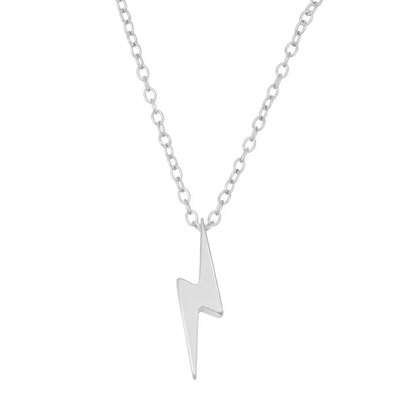 Sterling Silver Shiny Lightning Bolt Necklace