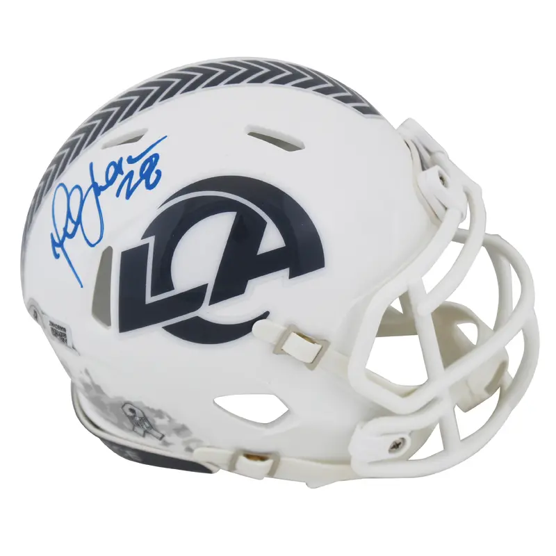 Rams Marshall Faulk Signed Salute To Service III Speed Mini Helmet BAS Witnessed