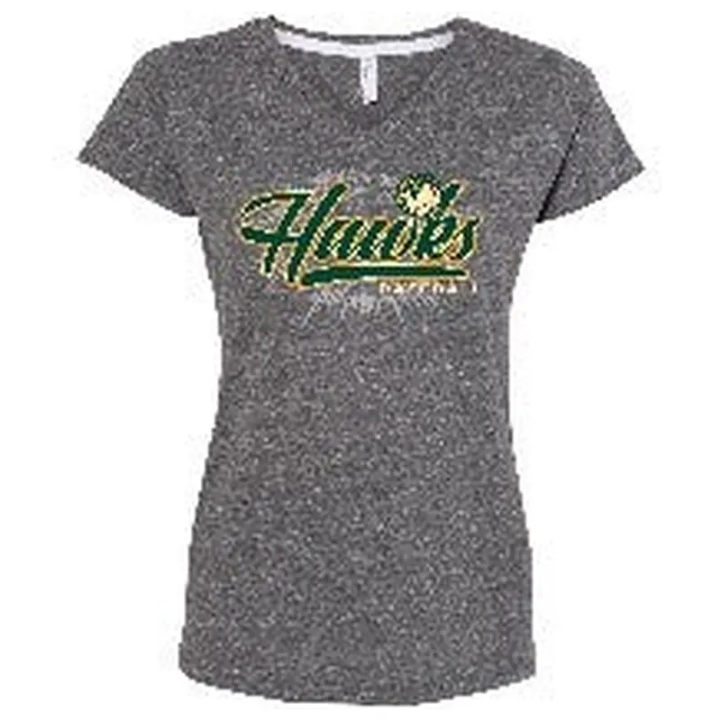 SMOKE MELANGE LADIES V-NECK TEE W/AGREE LOGO