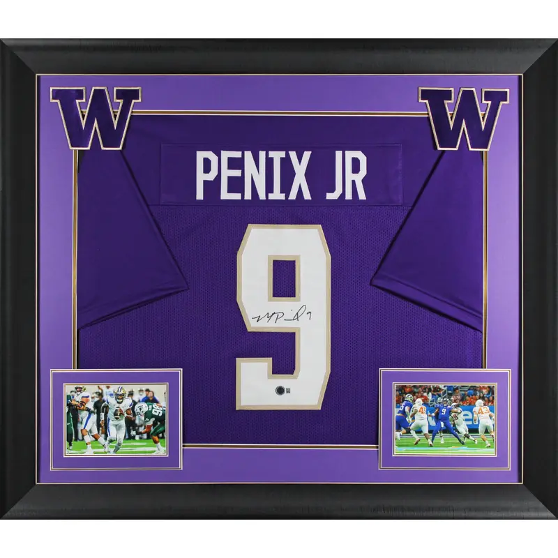 Washington Michael Penix Jr. Signed Purple Pro Style Framed Jersey BAS Witness 2
