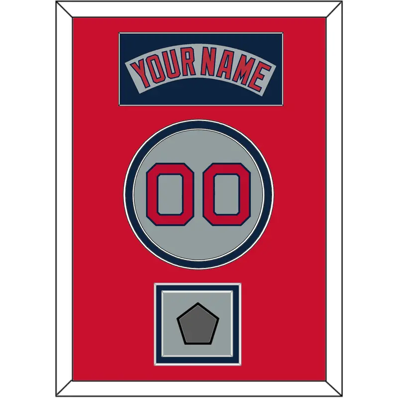 Boston Nameplate, Number & World Series Jersey Patch - Road Gray (1992-2008) - Double Mat 3