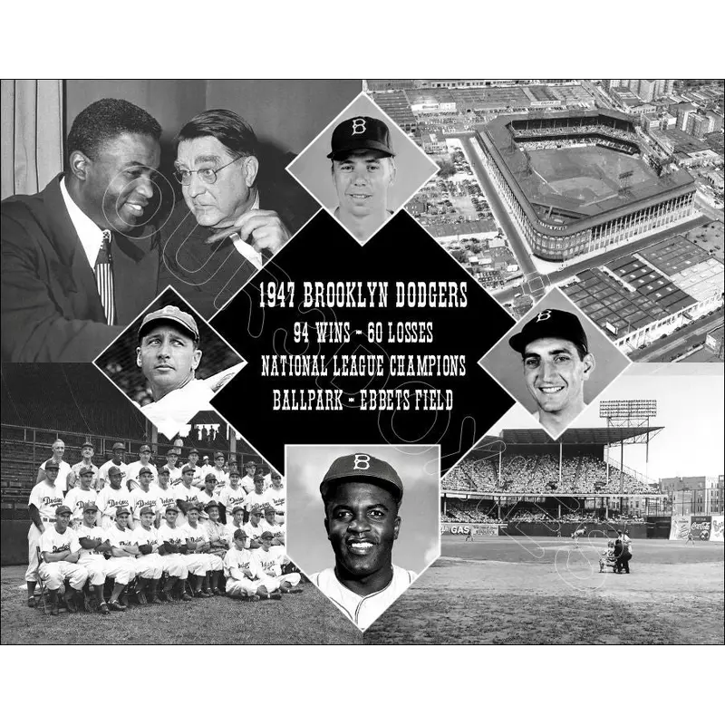 1947 Brooklyn Dodgers Diamond 11X14 Photo - Robinson Reese Branca Walker - 2190