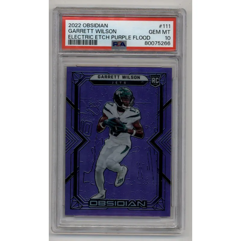 Garrett Wilson 2022 Obsidian Electric Etch Purple Flood 01/16 PSA 10 Gem Mint