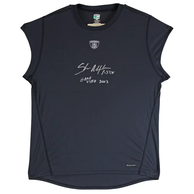 Seahawks Shaun Alexander "Game Used 2002" Signed Navy Reebok Shirt BAS Witnessed