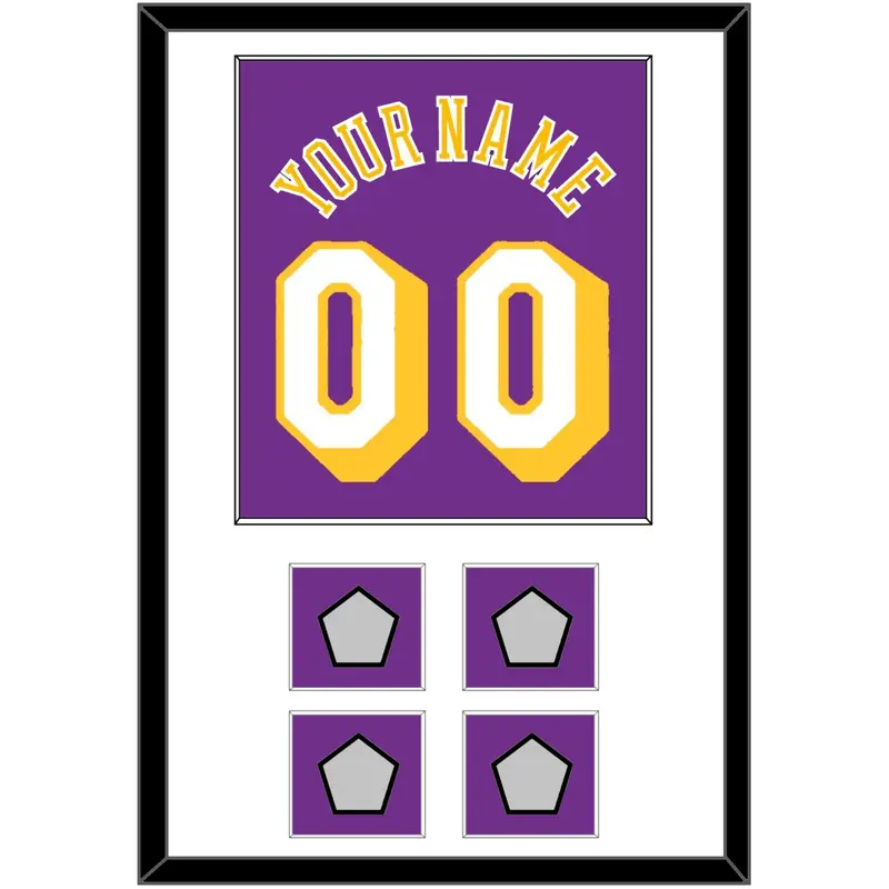 Los Angeles Name & Number With 4 Trophy Patches - Road Purple (1978-1997) - Single Mat 1