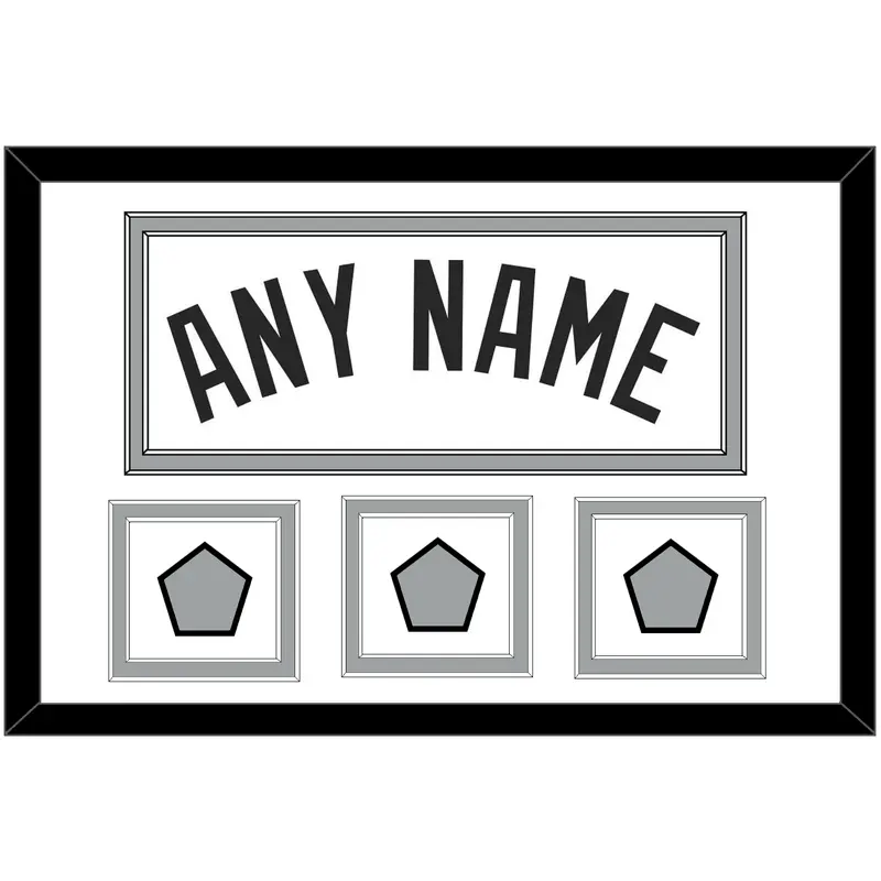 San Antonio Name With 3 Champions Banner Patches - Home White (1989-2002) - Double Mat 1