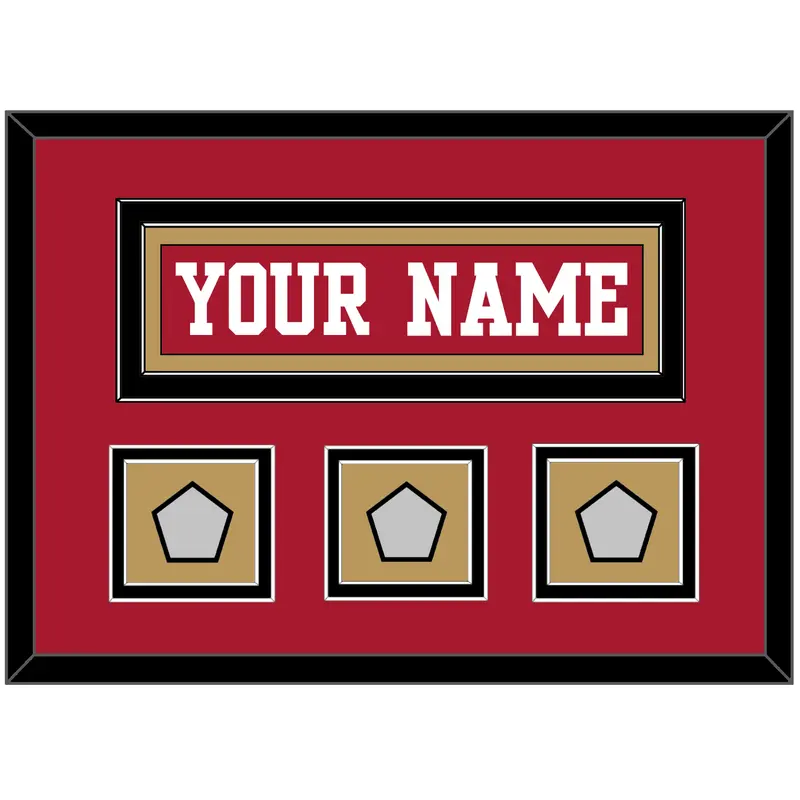 San Francisco Nameplate & 3 Super Bowl Patches - Home Red - Double Mat 5
