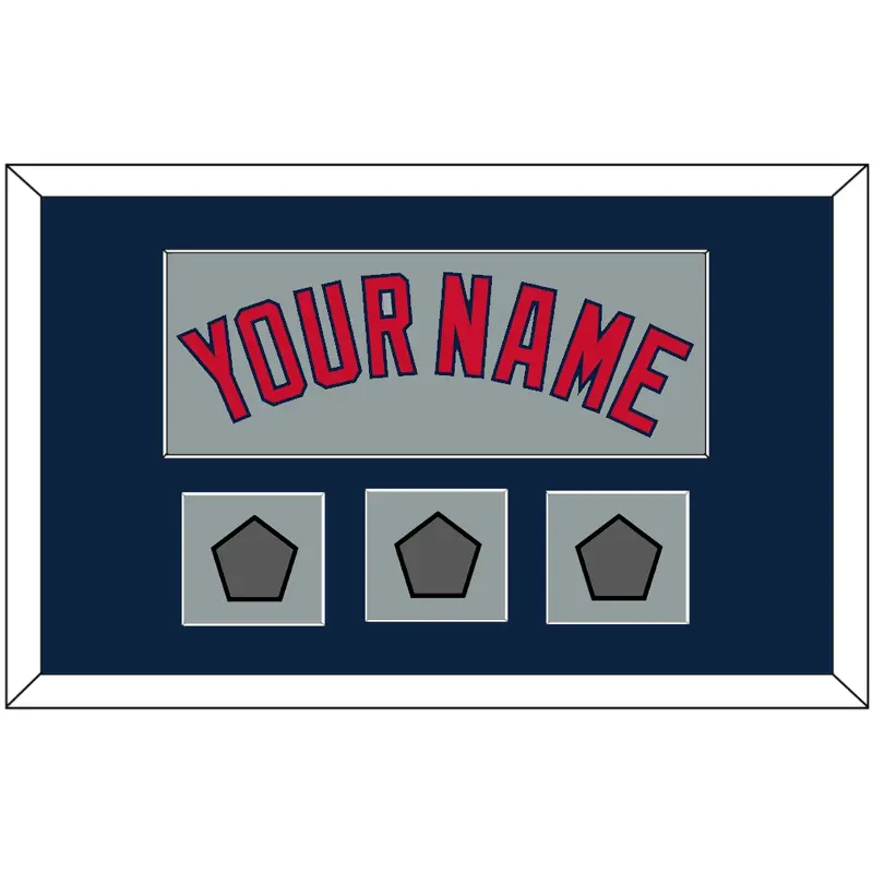 Boston Name & Three World Series Jersey Patches - Road Gray - Single Mat 3