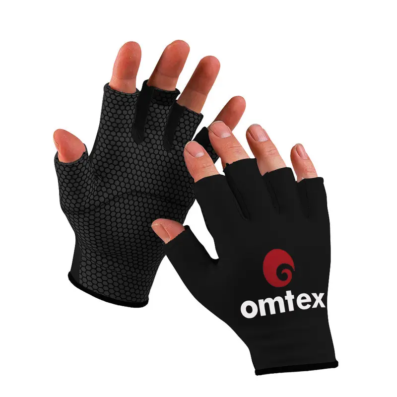 Cricket Finger Cut Catching Gloves Black (2.0) Omtex | Kibi Sports