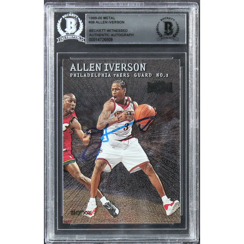 76ers Allen Iverson Authentic Signed 1999 Metal #36 Card BAS Slabbed 2