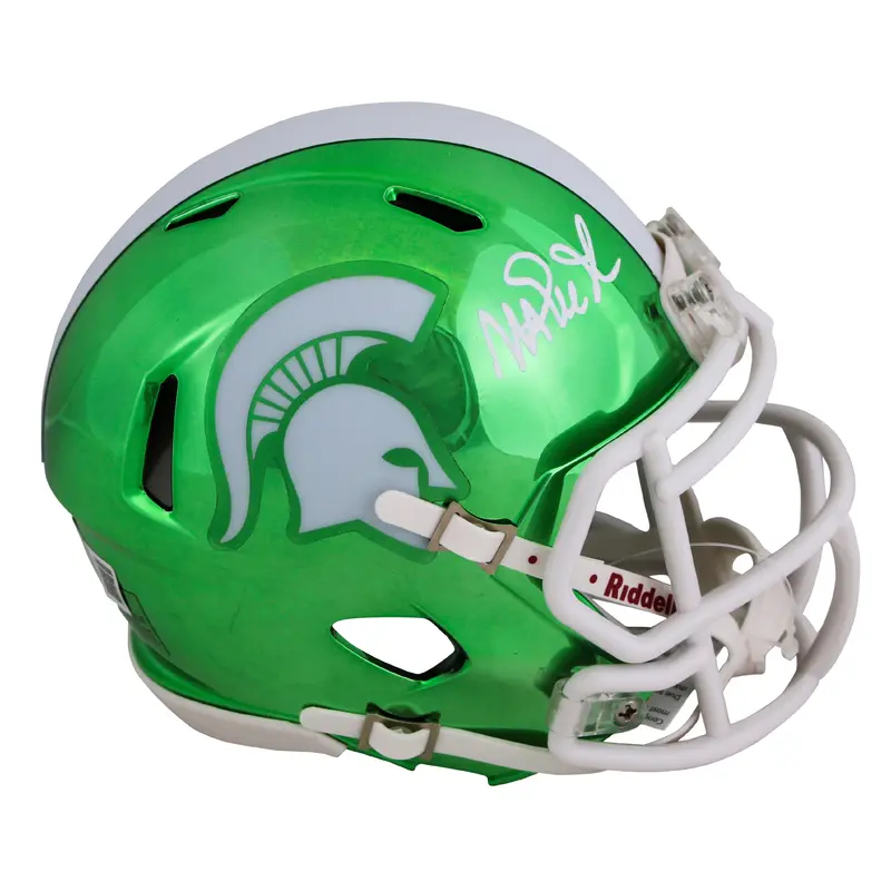 Michigan State Magic Johnson Signed Chrome Speed Mini Helmet BAS Witnessed