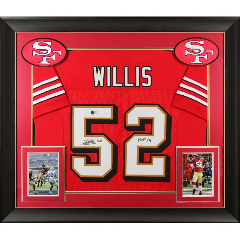 Patrick Willis "HOF 24" Signed Red Pro Style Framed Jersey w/ Dropshadow BAS W 2