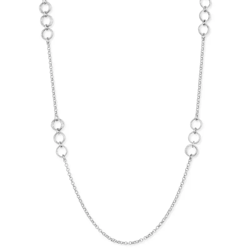 Sterling Silver Small Diamond Cut Rings Necklace