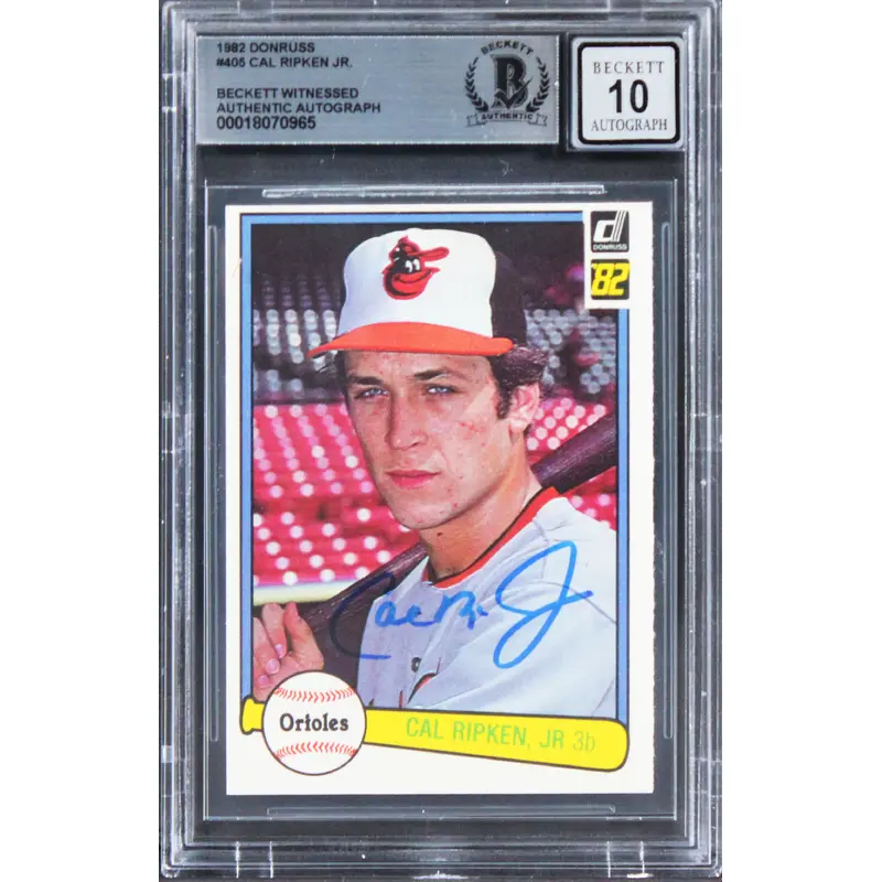 Orioles Cal Ripken Jr. Signed 1982 Donruss #405 Card Auto Graded 10! BAS Slabbed