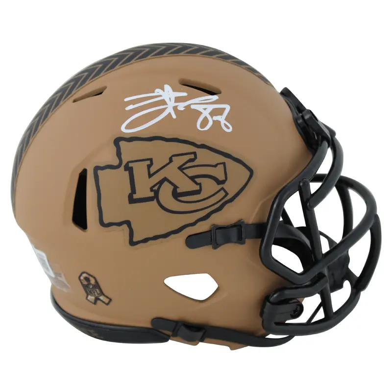 Chiefs Travis Kelce Signed Salute To Service II Speed Mini Helmet BAS Witnessed