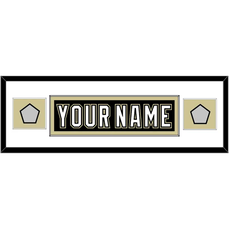 Pittsburgh Nameplate & 2 Stanley Cup Finals Patches - Home Black (2007-2016) - Single Mat 3