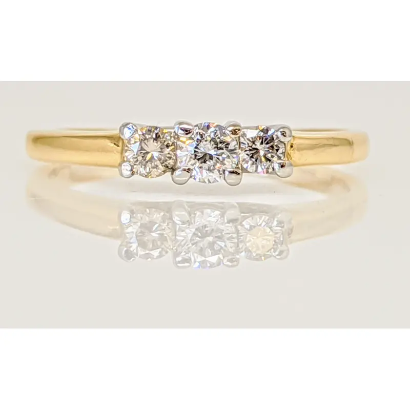 14K .22 CARAT TOTAL WEIGHT SI2 I DIAMOND ROUND (3) TRINITY ESTATE RING 2.1 GRAMS
