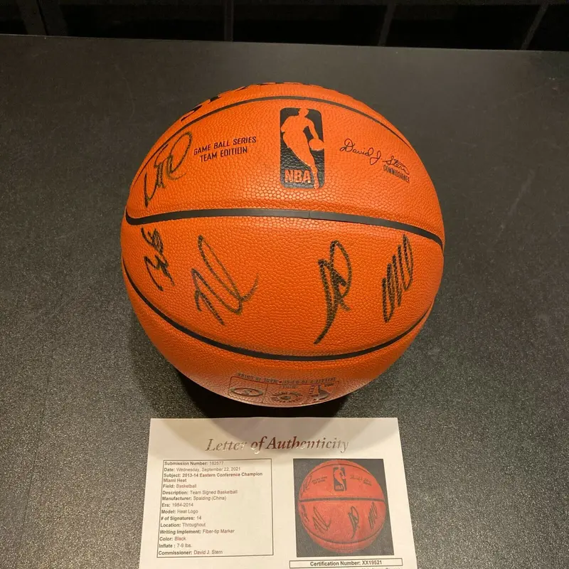 2013-14 Miami Heat Team Signed NBA Game Basketball JSA COA Dwyane Wade Ray Allen