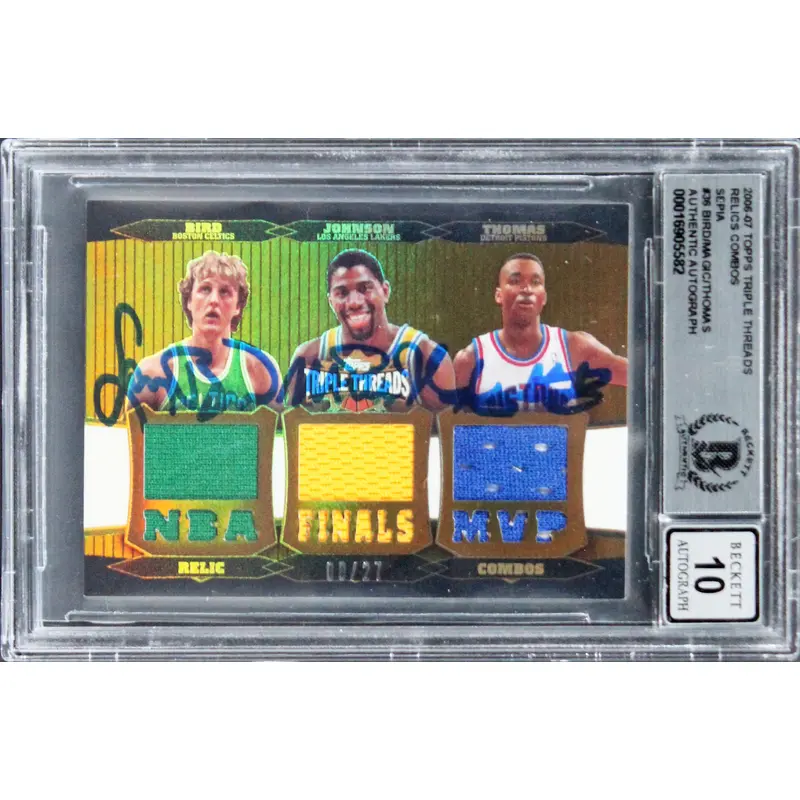 (3) Johnson, Bird & Thomas Signed 2006 Topps TTR #17 Card Auto 10 BAS Slabbed 1