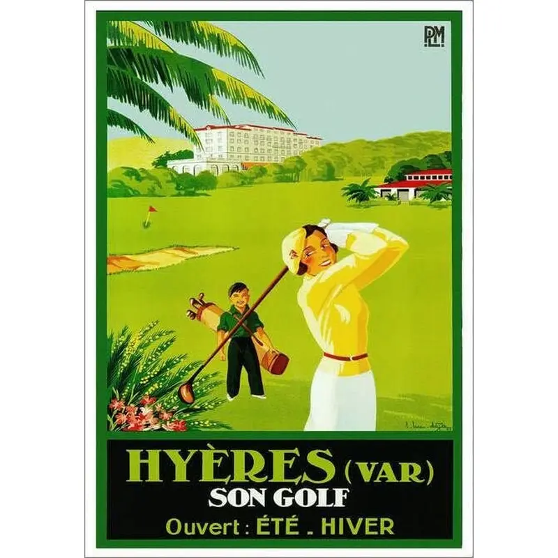 Golf at Hyeres, France c.1933 Vintage 24x36 Poster Reproduction- Image Source