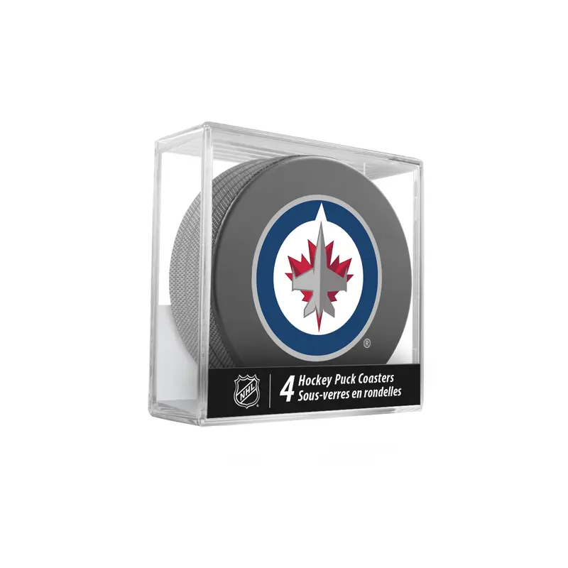 NHL Winnipeg Jets Hockey Puck Drink Coasters (4-Pack) In Cube