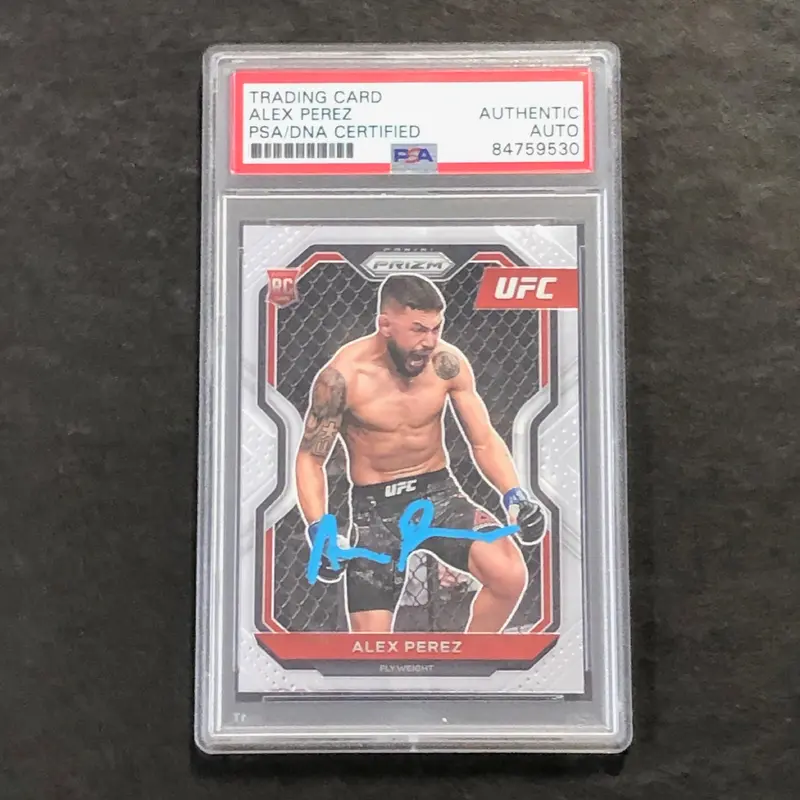 2021 Panini Prizm #26 Alex Perez Signed Card AUTO PSA Slabbed UFC