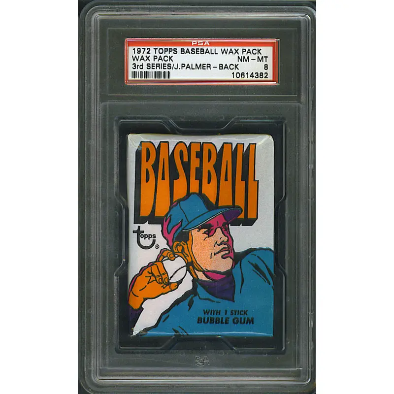 1972 Topps Baseball Unopened Series 3 Wax Pack PSA 8