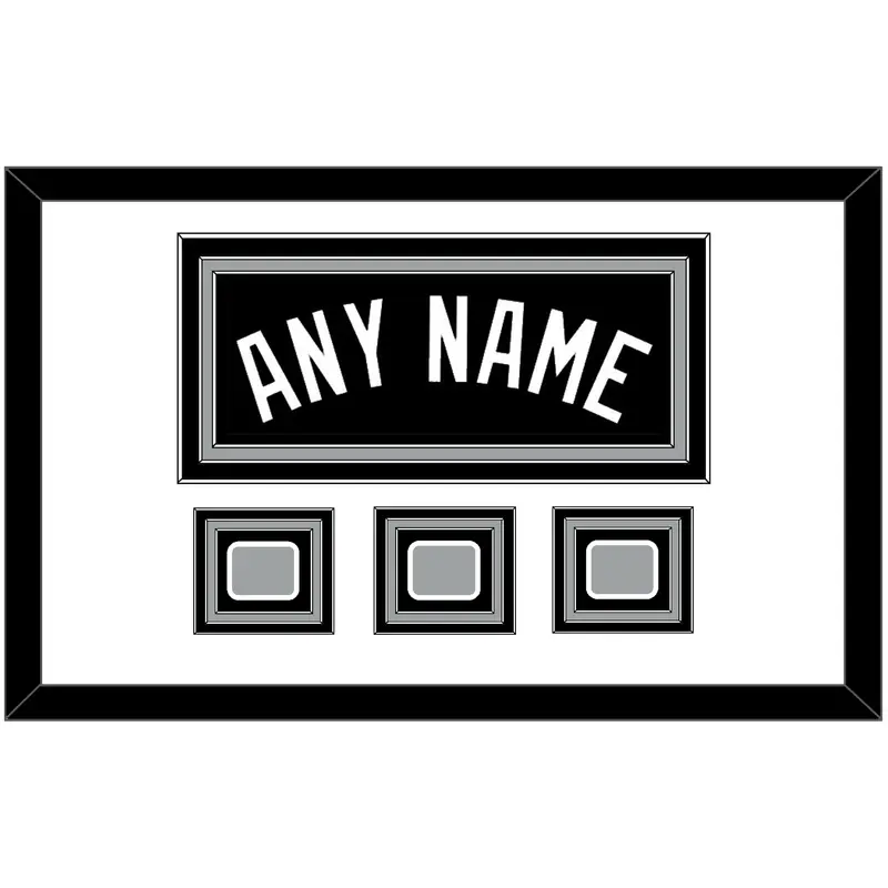 San Antonio Name With 3 Finals Patches - Road Black (1989-2002) - Triple Mat 1