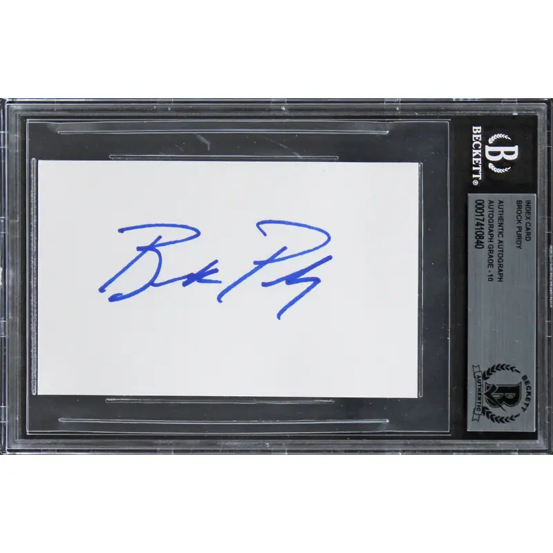 49ers Brock Purdy Authentic Signed 3x5 Index Card Auto 10! BAS Slabbed
