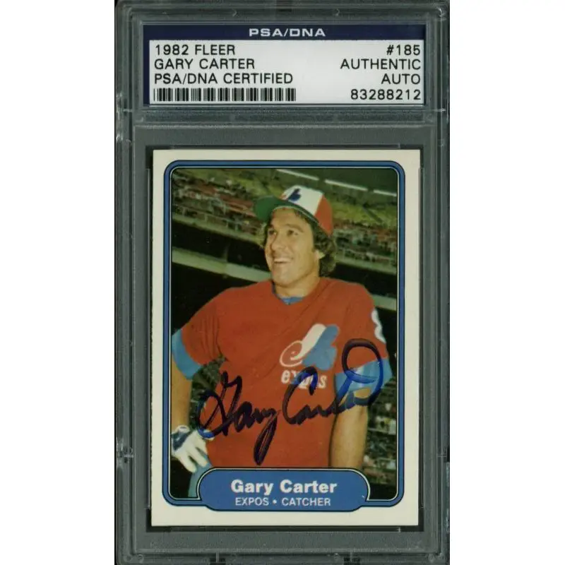 Expos Gary Carter Authentic Signed Card 1982 Fleer #185 PSA/DNA Slabbed