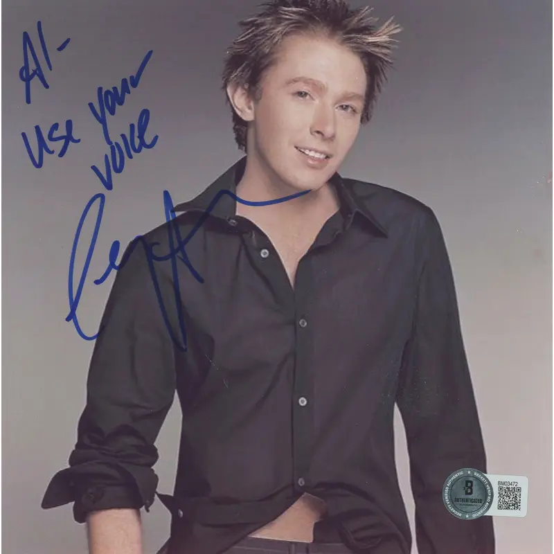 Clay Aiken American Idol "Use Your Voice" Signed 6.75x6.75 Photo BAS #BM03472