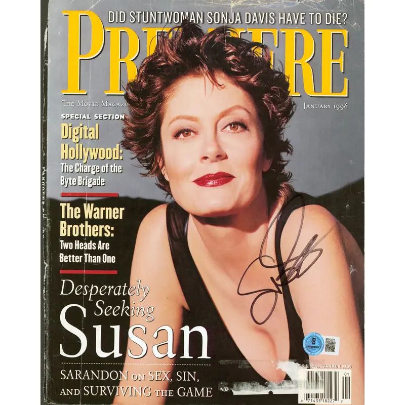 Susan Sarandon Authentic Signed Premiere Magazine Cover January 1996 BAS#BR43973
