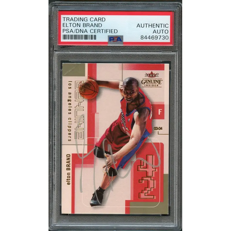 2003-04 Fleer Genuine #84 Elton Brand Signed Card AUTO PSA Slabbed Clippers