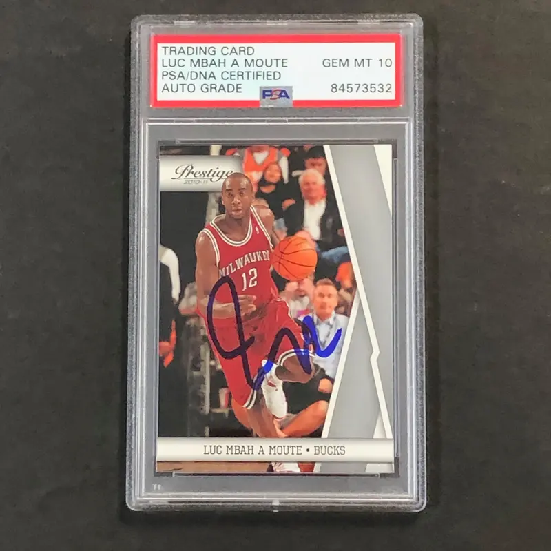 2010-11 Panini Prestige #64 Luc Mbah a Moute Signed Card AUTO 10 PSA Slabbed Bucks
