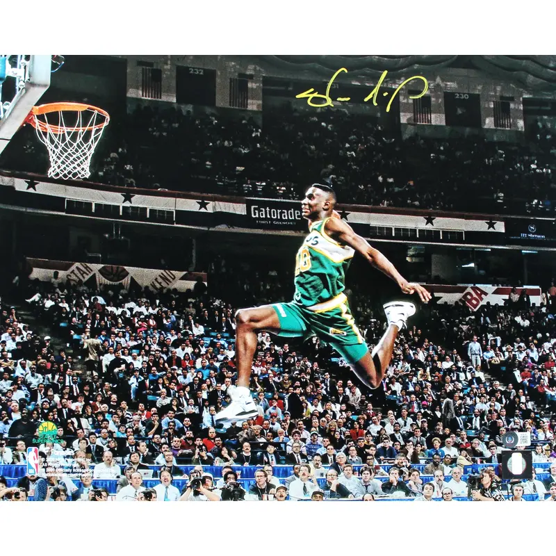 Sonics Shawn Kemp Authentic Signed 16x20 Horizontal Dunk Photo BAS Witnessed