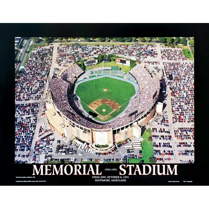 Baltimore Orioles Memorial Stadium Final Day Aerial Poster - Aerial Views 1991