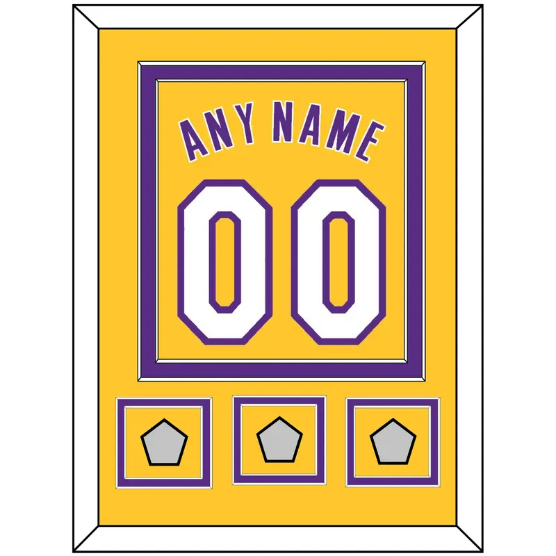 Los Angeles Name & Number With 3 Finals Patches - Home Yellow (1999-2018) - Double Mat 2