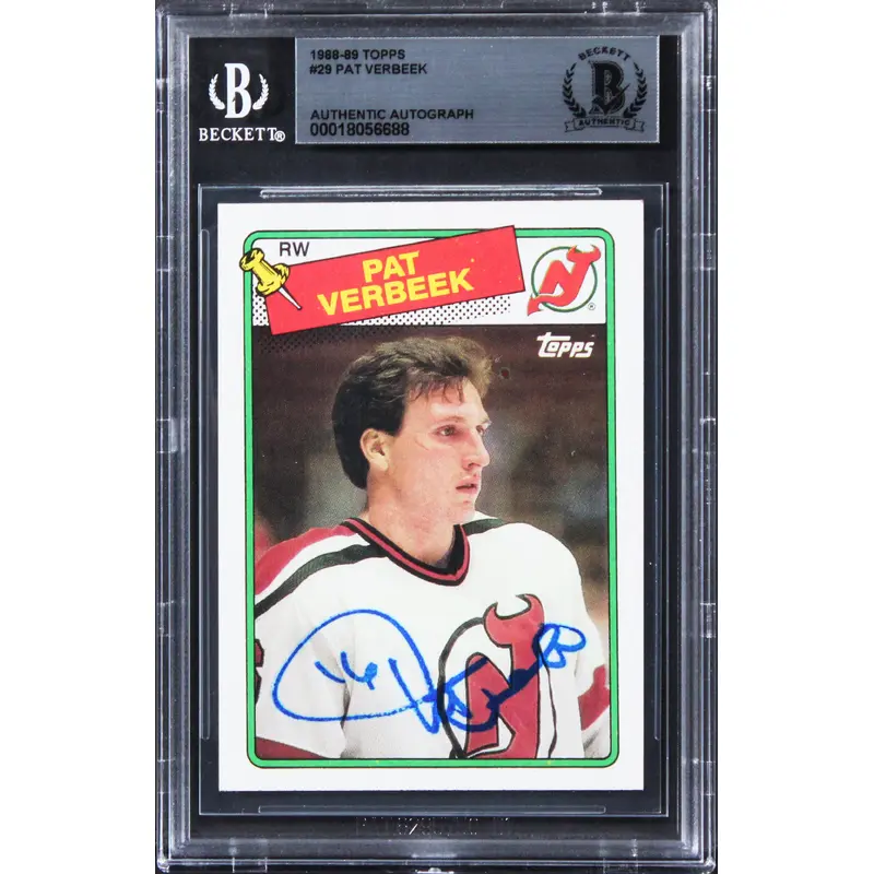 Devils Pat Verbeek Authentic Signed 1988 Topps #29 Card BAS Slabbed 2