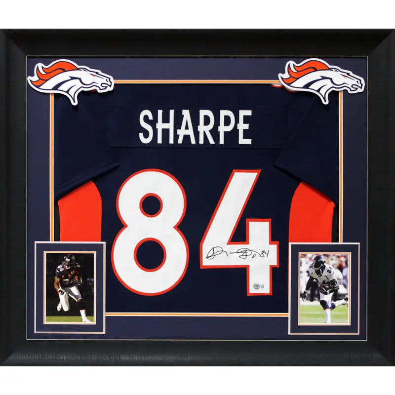 Shannon Sharpe Authentic Signed Navy Blue Pro Style Framed Jersey BAS Witnessed