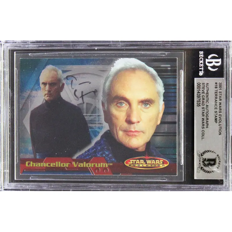 Terrance Stamp Star Wars Signed 2001Topps Star Wars Evolution #18 Card BAS Slab