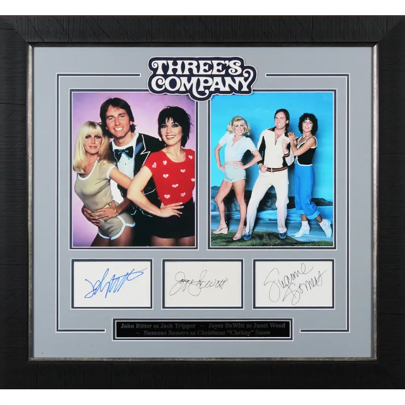 Three's Company Ritter, Sommers & Dewitt Signed Framed Display BAS #AD04980