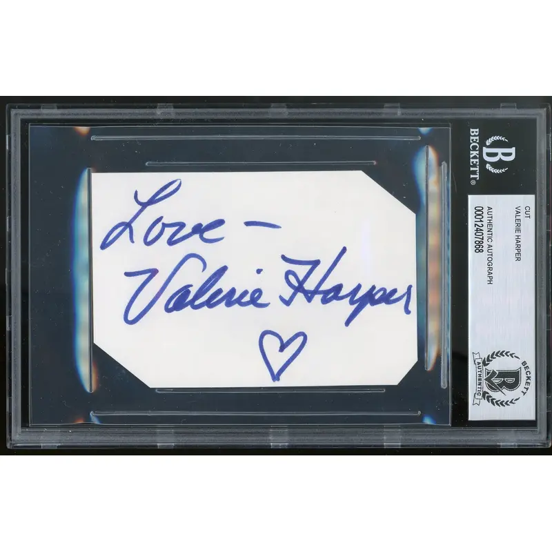 Valerie Harper The Mary Tyler Moore Show Signed 2.9x4.25 Index Card BAS Slabbed