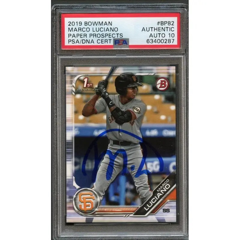 2019 Bowman #BP-82 Marco Luciano Signed Card PSA Slabbed Auto Graded 10 Giants